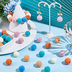 48 шт. 6 вида пластиковых флокированных бусин&nbsp;KY-SC0002-47A