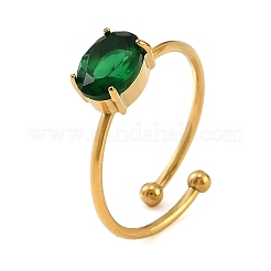 Anillos tipo brazalete de acero inoxidable 304 con circonita cúbica individual engastada para mujer.&nbsp;SA-CBAABBA-08A-G