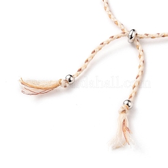 Fabrication de bracelets coulissants en cordons de coton tressés réglables&nbsp;AJEW-JB00797-05