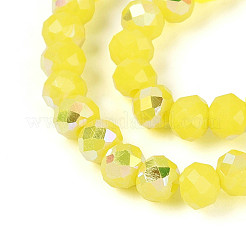 Нити из непрозрачных стеклянных бусин-ронделей с цветным покрытием ab&nbsp;EGLA-T029-4mm-09D