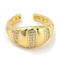 Открытое кольцо-манжета из латуни с микропаве из кубического циркония&nbsp;RJEW-C033-11G