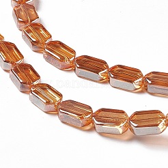 電気メッキガラスビーズセット  パール光沢メッキ  長方形  ダークオレンジ  9.5x6~6.5x3.5mm  穴：1mm  約68個/連  25.59''（65センチメートル）&nbsp;EGLA-L042-PL02