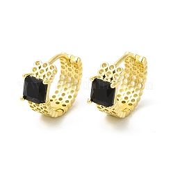 Стеклянные квадратные серьги-кольца EJEW-E270-01G