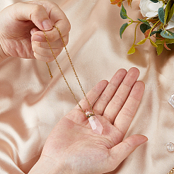 1 шт. натуральный розовый кварц граненый шестиугольный призматический флакон духов подвеска ожерелье&nbsp;NJEW-FH0001-17G-01