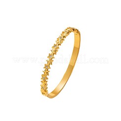 Bracciali rigidi da donna in acciaio inossidabile 304 con chiusura a cerniera e zirconi cubici trasparenti micro pavé.&nbsp;WG9322F-02