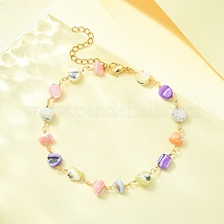 Браслеты ручной работы с цепочками из ракушек и бисером AJEW-AN00544