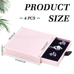 厚紙のジュエリーセット引き出しボックス  リングのために  ピアス  ネックレス  内部のスポンジ  正方形  ピンク  8x8.1x1.8cm&nbsp;LS-CON-WH0099-76D