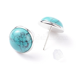 女性用ジェムストーンドーム/ハーフラウンドスタッドピアス  17~17.5x13.5mm  ピン：0.7mm&nbsp;EJEW-JE04801