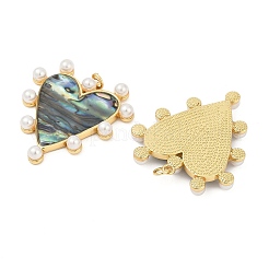 Подвески из латуни из натуральных ракушек паве&nbsp;KK-U058-25G-01