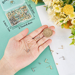 80 шт. 2-цветная прямоугольная фурнитура для сережек-гвоздиков из нержавеющей стали 304 STAS-BBC0002-47