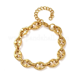 Pulseras de cadena de eslabones ovalados y triangulares de acero inoxidable 304 para mujer&nbsp;BJEW-F536-12G
