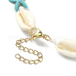 Ожерелье из натуральных ракушек и синтетической бирюзы в виде морской звезды с застежками из нержавеющей стали 304 X-NJEW-TA00107-01