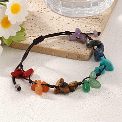 Braccialetti regolabili da donna con perline intrecciate e schegge di pietre preziose&nbsp;UX3528
