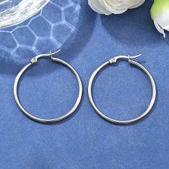 Pendientes de aro de acero inoxidable 304 resistentes al deslustre&nbsp;EJEW-F105-08P