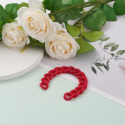 手作りのゴム引きスタイルのアクリルカーブチェーン  レッド  リンク：18.5x13.5x4.5mm  39.37インチ（1m）/連&nbsp;AJEW-JB00855-03
