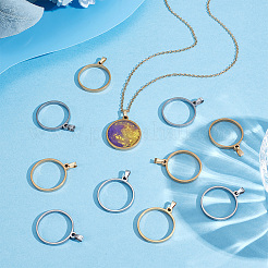 16 шт. подвески с открытой задней частью из нержавеющей стали 304 двух цветов&nbsp;PALLOY-UN00034