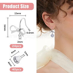 24 шт. латунные крючки для сережек в форме банта&nbsp;KK-FH0007-22