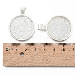 Плоские круглые сеттинги сплава кулон кабошон PALLOY-A15654-S-NF