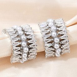 C-образные серьги-каффы из латуни с микропаве из прозрачных кубических цирконий&nbsp;EJEW-Z111-02P