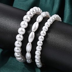 Браслеты из пластиковых бусин с жемчугом для женщин&nbsp;BJEW-L716-01G