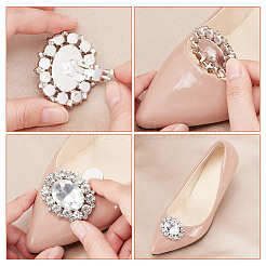 2 пара 2-х стилей стеклянных украшений для обуви со стразами AJEW-AR0001-78B