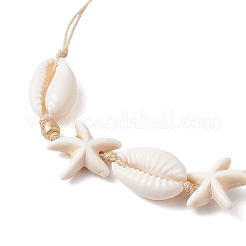 Браслет из синтетических бирюзовых бусин с натуральными смешанными бусинами из ракушек каури&nbsp;AJEW-AN00577-01