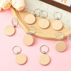 1 комплект из 20 шт. брелоков из нержавеющей стали и дерева бука&nbsp;ST-CJ0028-09