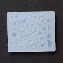 Линии и плоские круглые и сердце и звезда и цветок и луна заливки силиконовые Молды&nbsp;DIY-M029-08