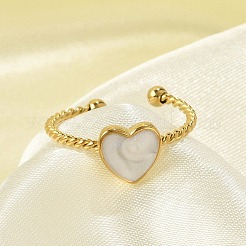 Кольца-манжеты из нержавеющей стали 304 с эмалью для женщин&nbsp;RJEW-G338-04G-01