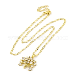 Женские ожерелья с подвеской из латуни и прозрачного кубического циркония&nbsp;LS-NJEW-S430-03G-02