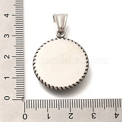 304ステンレスペンダント  フクロウ模様とフラットラウンド  アンティークシルバー  29x25x5mm  穴：8x5mm&nbsp;STAS-Z110-38AS