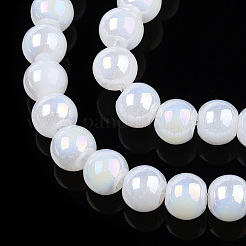 Chapelets de perles en verre d'imitation jade électrolytique&nbsp;LS-GLAA-T032-J10mm-AB01