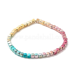 Braccialetti elastici con cuore in ematite sintetica a 2 pezzi e cubo con perline&nbsp;BJEW-JB07721