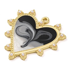 Подвески из сплава с рисунком «пятна» и искусственным жемчугом из АБС-пластика PALLOY-S034-03KCG-C