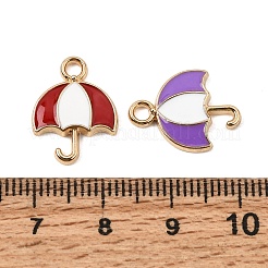 エナメルペンダントと合金  傘のチャーム  ゴールドカラー  ミックスカラー  16x12x2mm  穴：2mm&nbsp;AL-CBAD39A-05