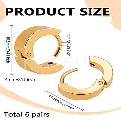 6 пара серег-колец Huggie Hoop из нержавеющей стали 304&nbsp;EJEW-LP0001-07