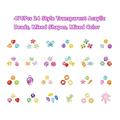 476шт 24 стиля прозрачные акриловые бусины TACR-YW0001-28