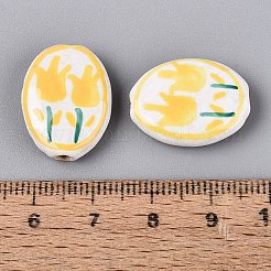 Perles de porcelaine peintes à la main en forme de tulipe&nbsp;PORC-Q006-11G