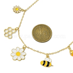 Halsketten mit Anhängern aus Legierung und Glas mit Blumen&nbsp;X1-NJEW-TA00165