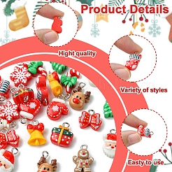 24шт 12 стиля рождественская тема непрозрачные подвески из смолы&nbsp;RESI-FS0001-86B