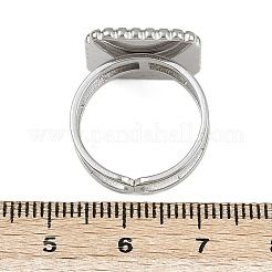 Квадратные эмалевые кольца из нержавеющей стали 304 для женщин&nbsp;RJEW-G355-06P-02