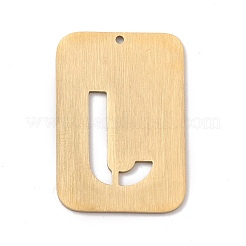 イオンプレーティング（IP）304ステンレスペンダント  アルファベットの長方形  中空  文字.j  32x22x1mm  穴：1.5mm&nbsp;STAS-K216-49J-G