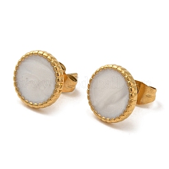 Ионное покрытие (ip) плоские круглые серьги-гвоздики из нержавеющей стали 304&nbsp;EJEW-C114-04A-G