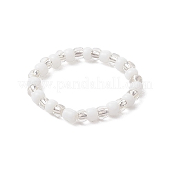 Растягивающиеся кольца из стеклянных бусин для женщин RJEW-JR00691