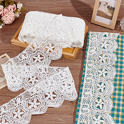 15 ярд хлопковой кружевной ленты с цветочной вышивкой OCOR-WH0086-91A