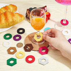 24 шт. 2 стиля 12 цвета фетровые подвески для бокалов вина AJEW-BC0003-68