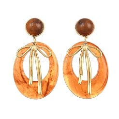 Pendientes colgantes de acero inoxidable 304 y resina para mujer&nbsp;SA-CBA717A-01G-03