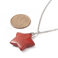 天然石スターペンダントネックレス  女性用304ステンレスジュエリー  45x0.2cm&nbsp;NJEW-JN04197