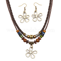 Комплекты из сплава серег и ожерелий с подвесками в виде цветов&nbsp;FS-WG061B5-01