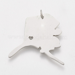 変色しにくい201ステンレススチールペンダント  アラスカの地図  ステンレス鋼色  29.5x30x1mm  穴：3mm&nbsp;STAS-T038-44